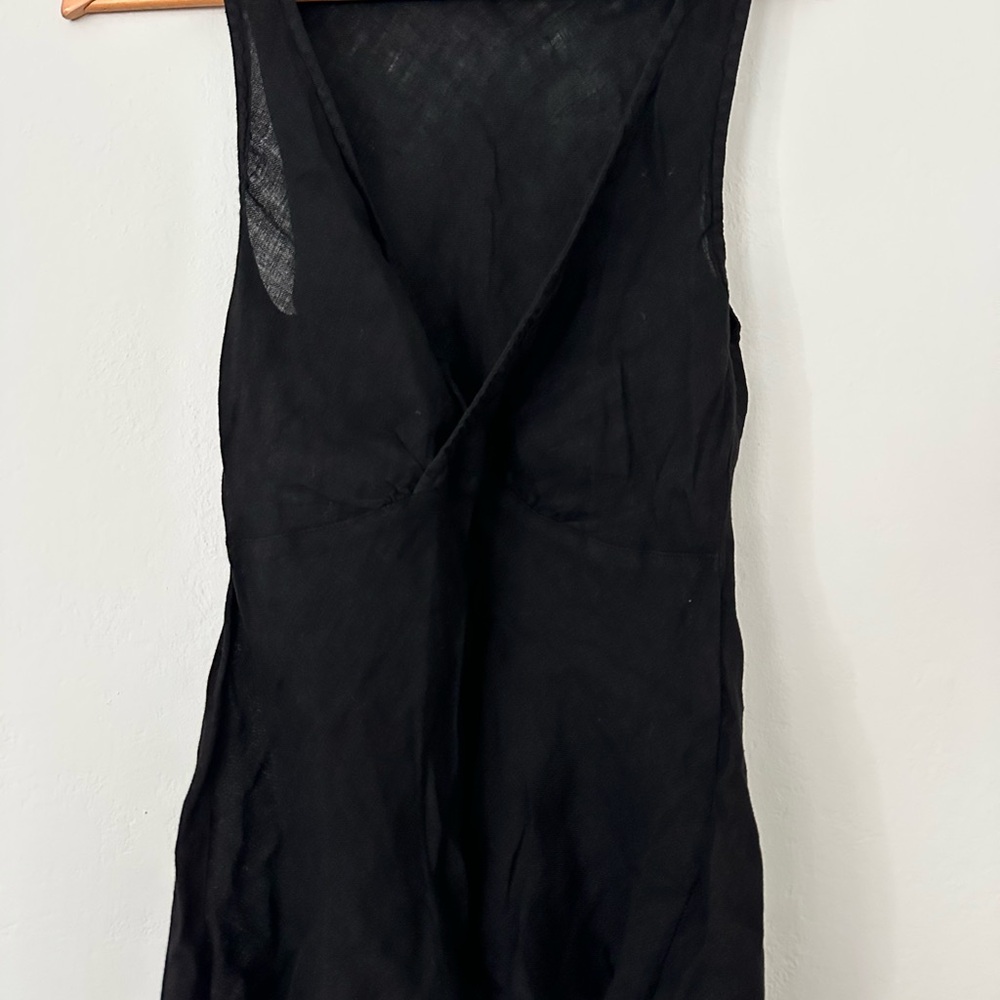 CP Shades Black Sleeveless Linen Tops